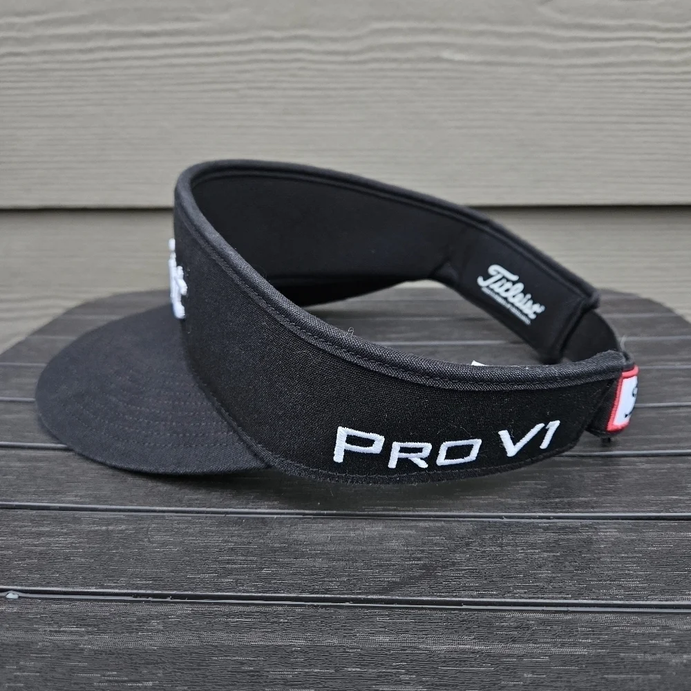 Titleist x Footjoy Players Classic Visor Black White Embroidered Velcro Back OS
